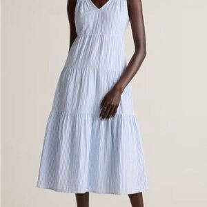 Quince small striped Organic Cotton Gauze Tiered Maxi Dress